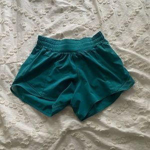 Blue teal Lululemon hottie hot shorts size 2, 4”